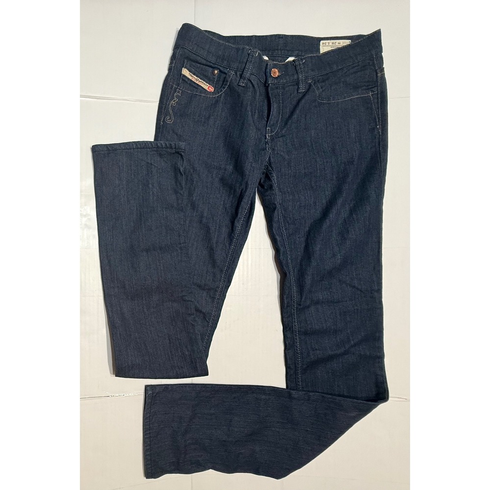 Diesel LIV 008DR Slim Straight Jeans Dark Wash Embroidered Made in Italy W28 L34